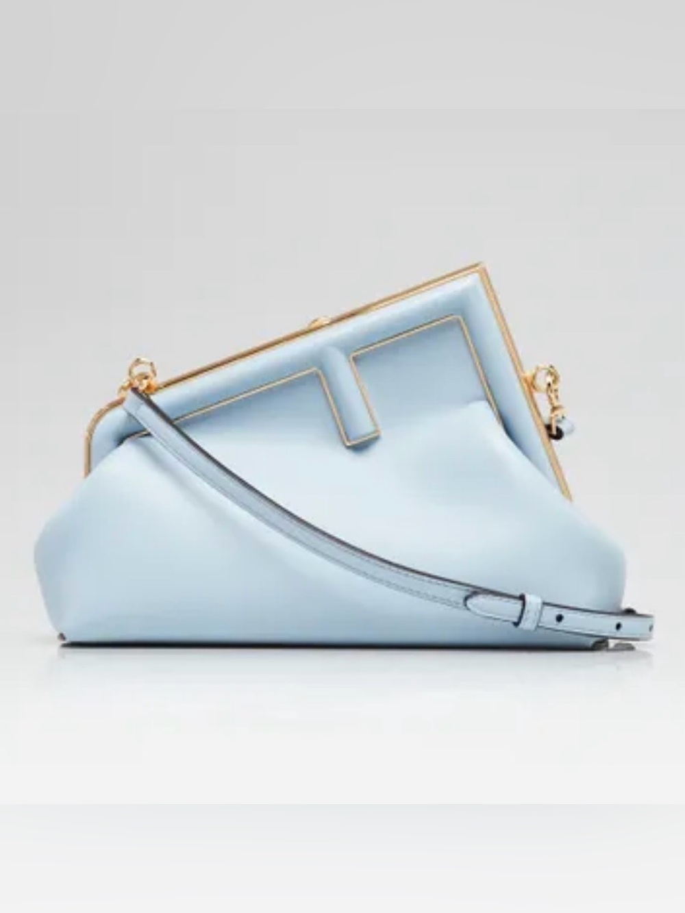 *EUC* FENDI Light Blue Calfskin Leather Small First Bag